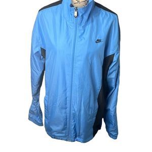 Nike Men's Blue And Black Polyester Lining Full Zip Windbreaker Jacket Size L